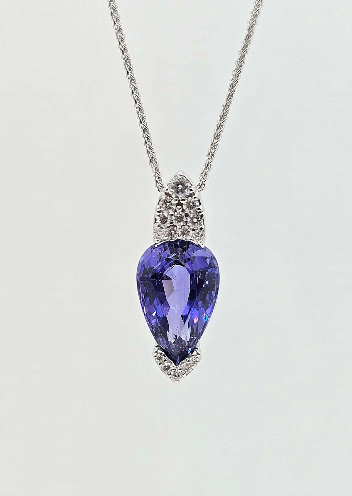 14K gold tanzanite and diamond necklace