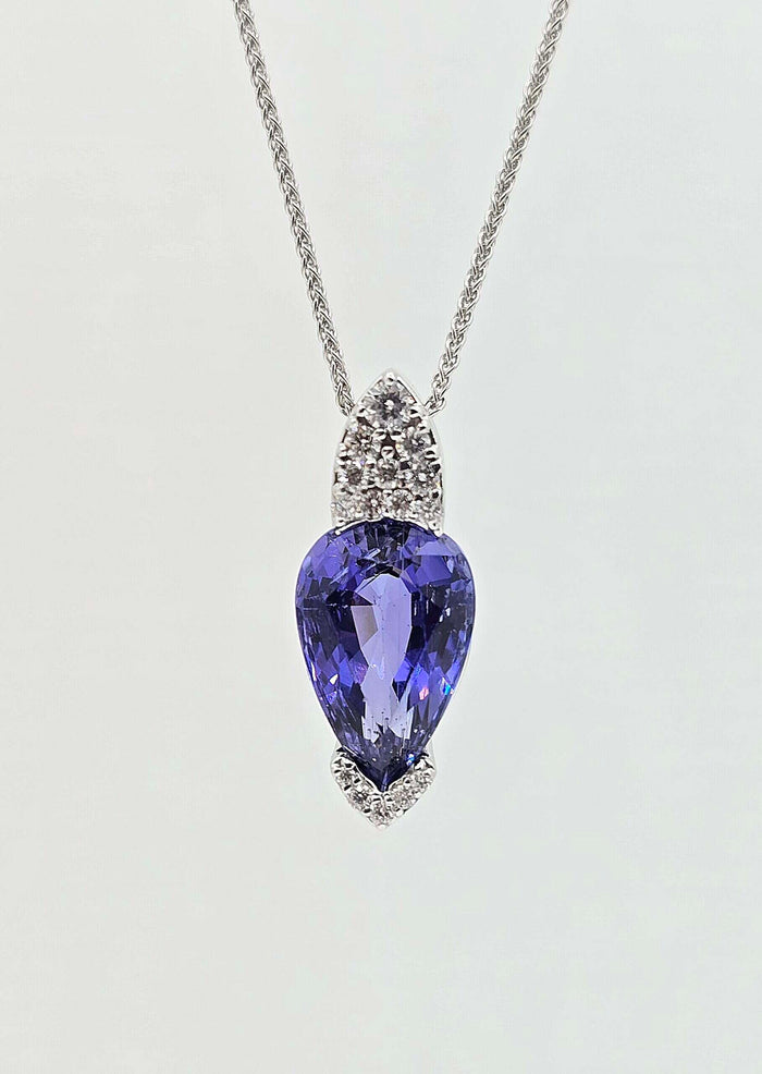 14K gold tanzanite and diamond necklace