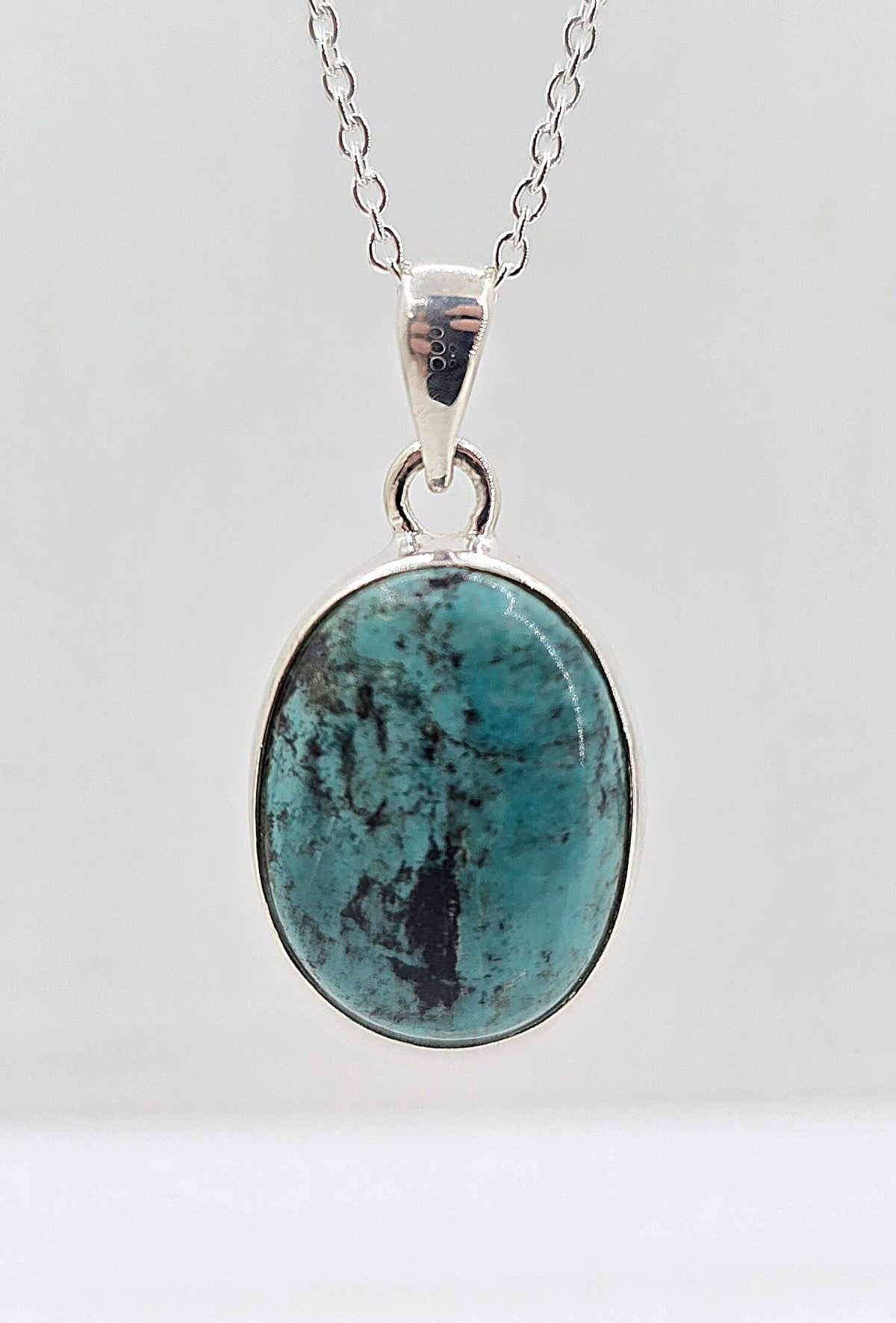 Sterling silver genuine turquoise necklace, style B