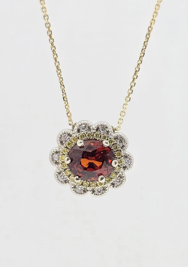 Emerald and pink tourmaline double drop pendant