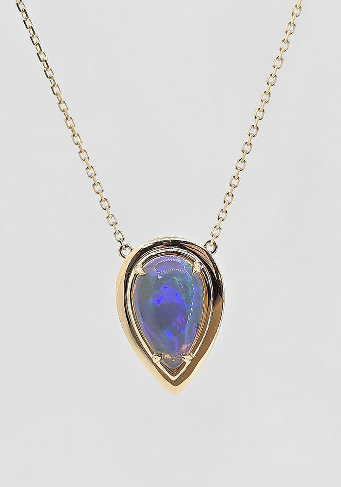 14K gold jelly opal necklace