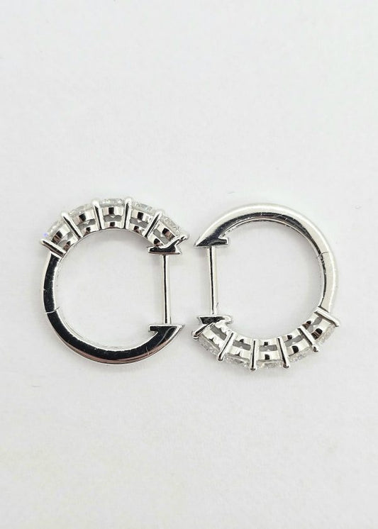 Sterling silver lab grown diamond huggie earrings, 1 ctw, view 2