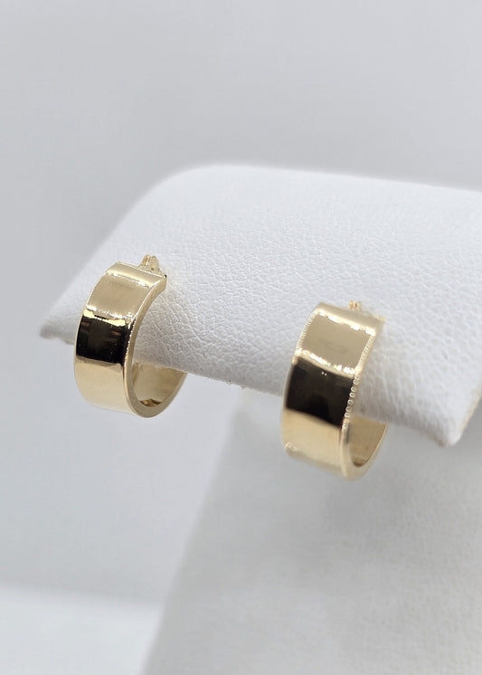 14K gold 5mm huggie hoop earrings, view 2