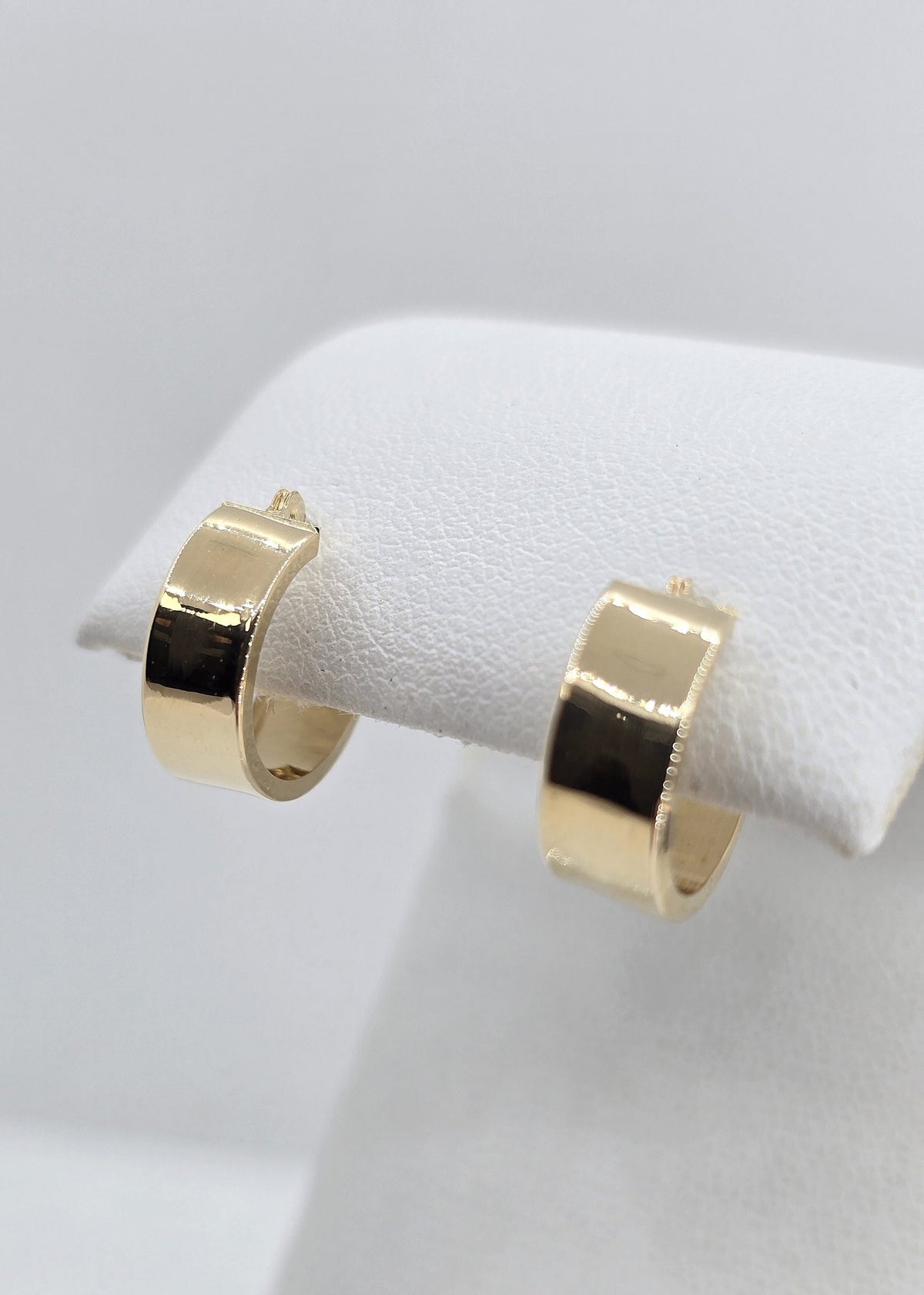 14K gold 5mm huggie hoop earrings, view 2