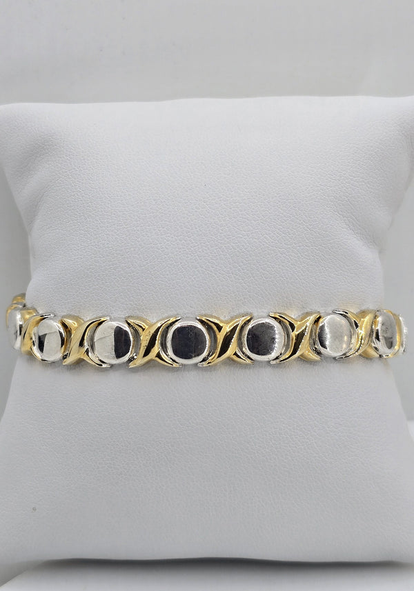 Sterling silver and gold-plated XO bracelet