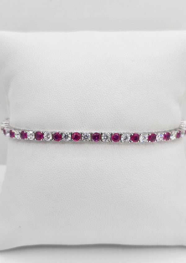 Sterling silver ruby and cubic zirconia bracelet