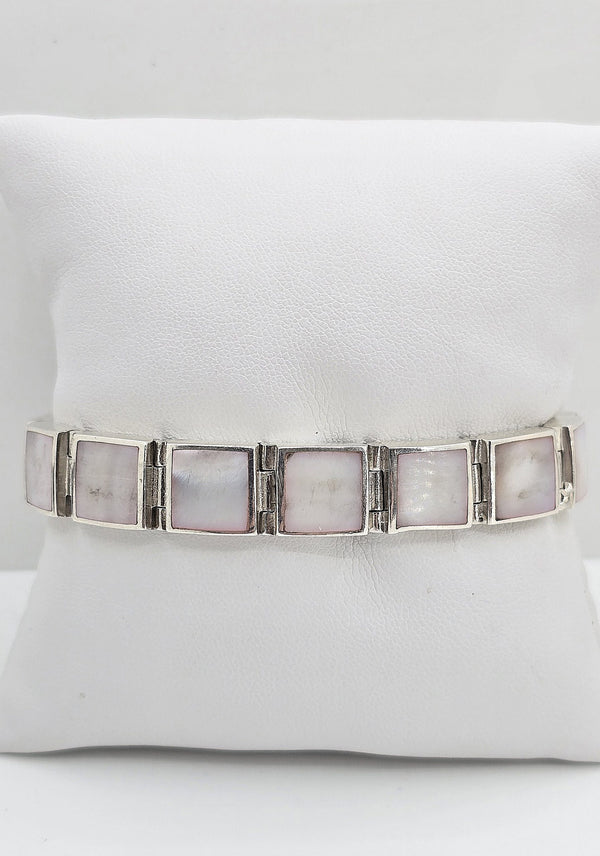 Sterling silver mother of pearl bracelet, view A