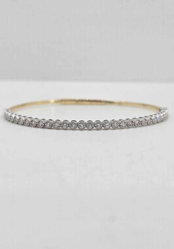 14K gold diamond flexible bangle