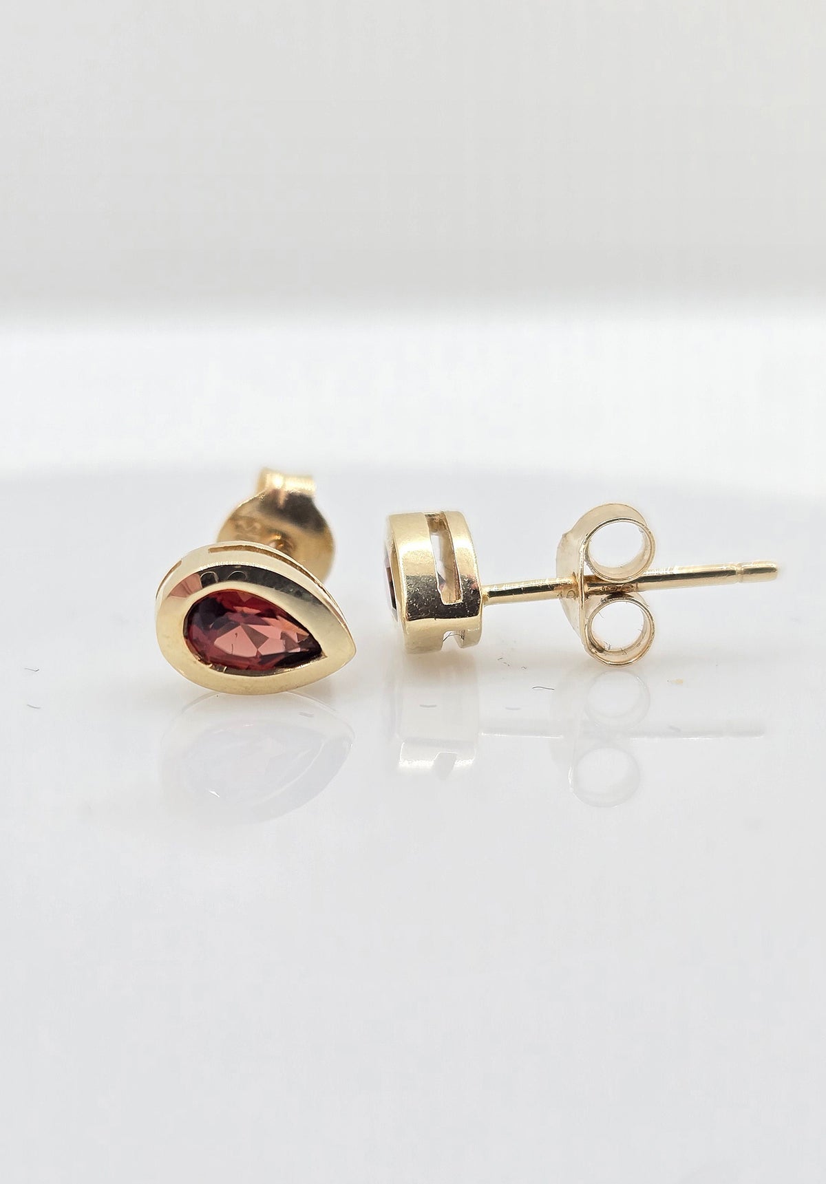 10K gold garnet earrings, view 3