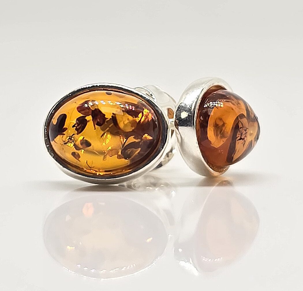 Sterling silver amber stud earrings