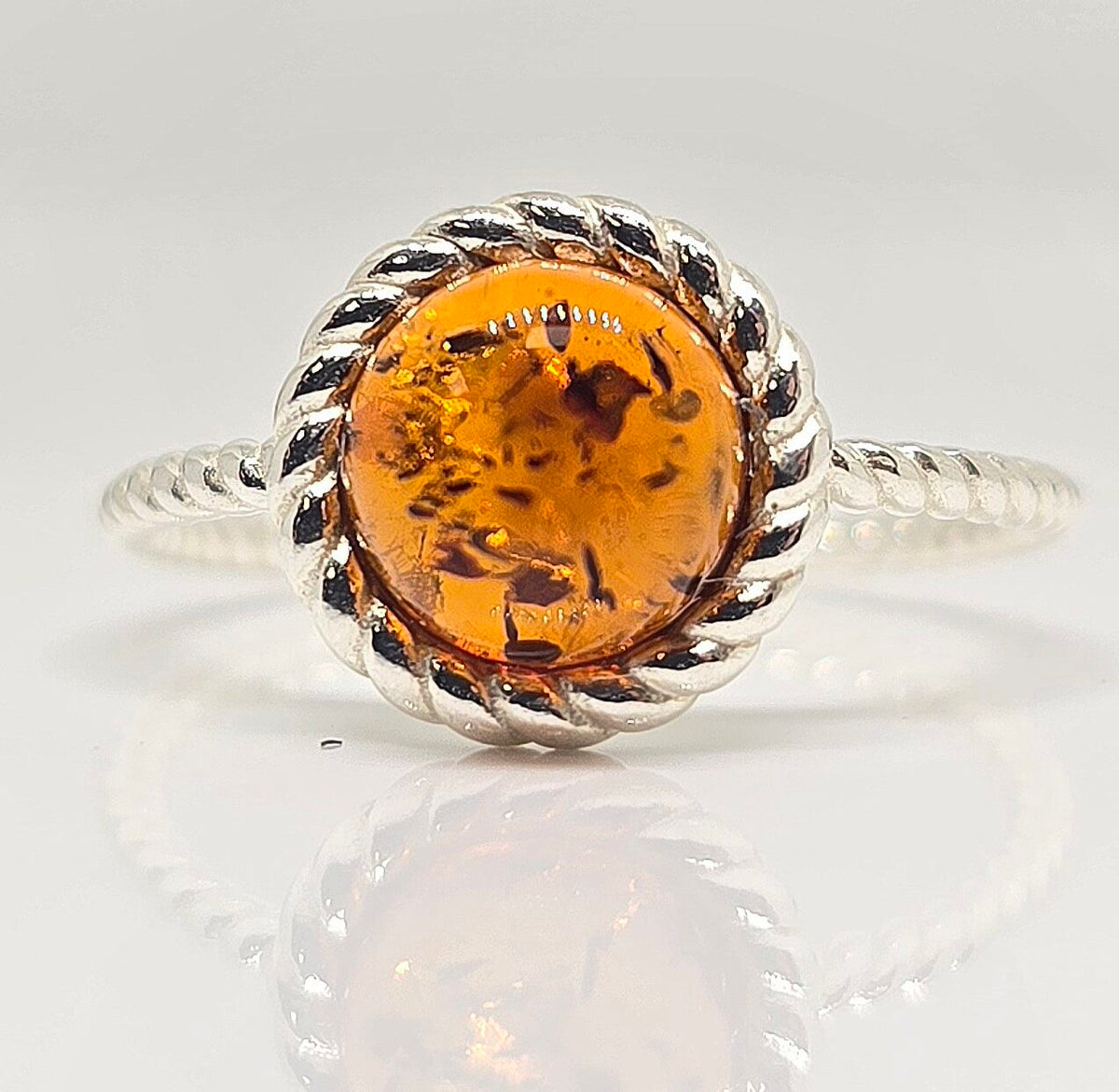 Sterling silver amber ring