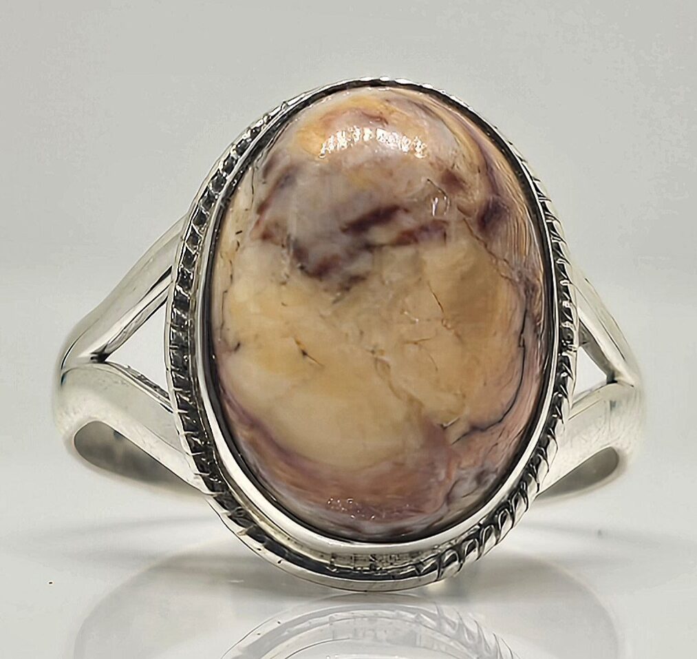 Sterling silver coral jasper ring