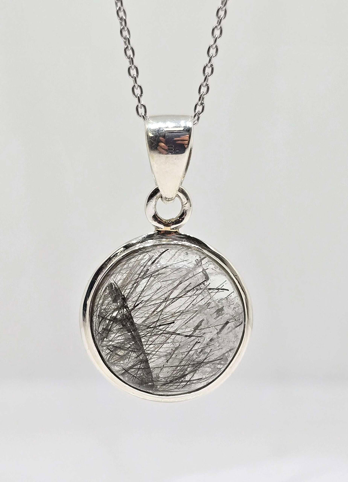 Sterling silver tourmalated quartz necklace