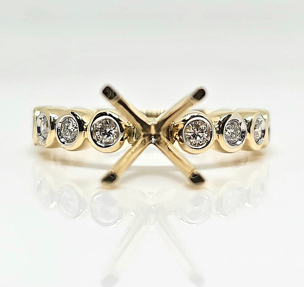 14K gold diamond semi-mount ring setting