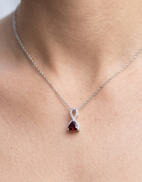 10K gold garnet and diamond necklace, view 2