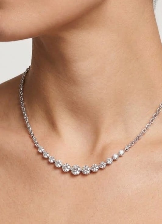Sterling silver lab grown diamond necklace, 0.90 ctw, view 2