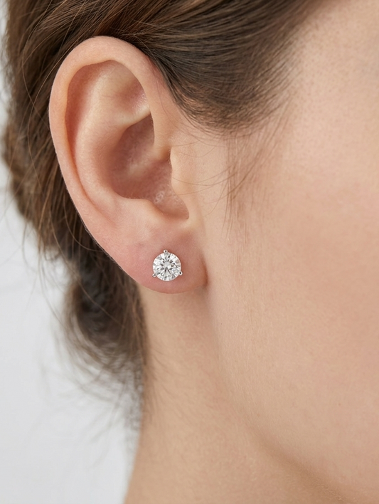 Sterling silver moissanite stud earrings, 1 ctw, view 2