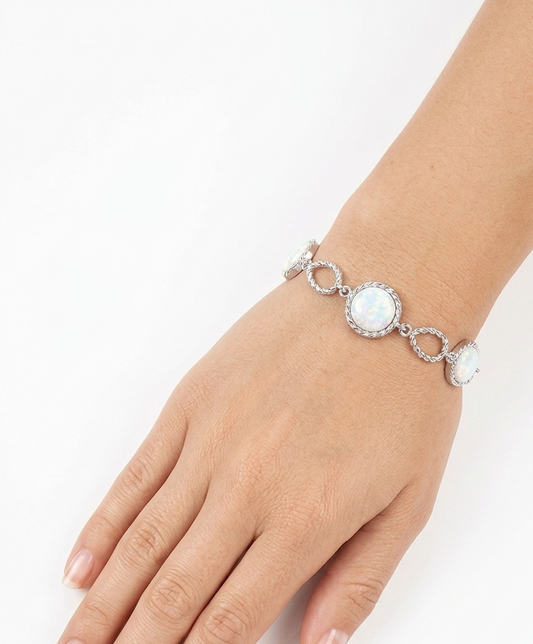 Sterling silver opal bracelet, view 2