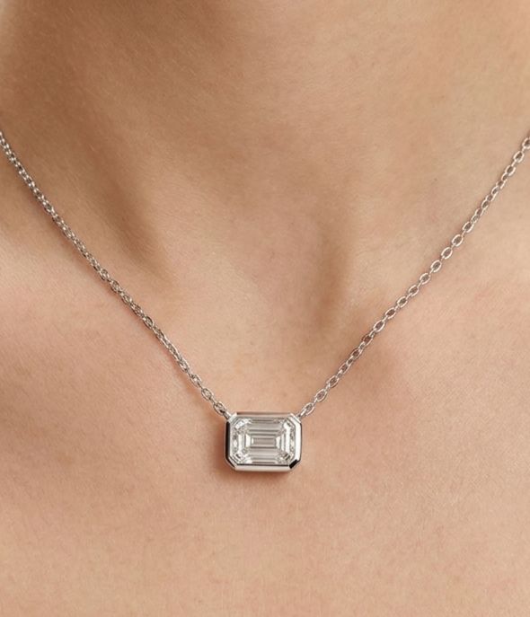 Sterling silver moissanite necklace, 0.85 ctw, view 2