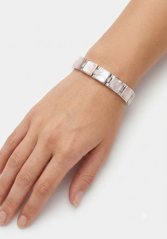 Sterling silver mother of pearl bracelet, view B