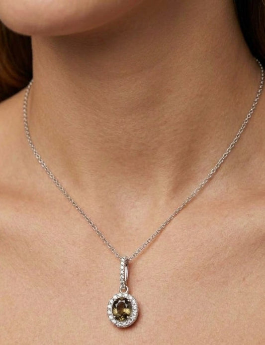 14K gold alexandrite and diamond necklace, view 2