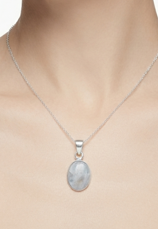 Sterling silver moonstone necklace, view 2