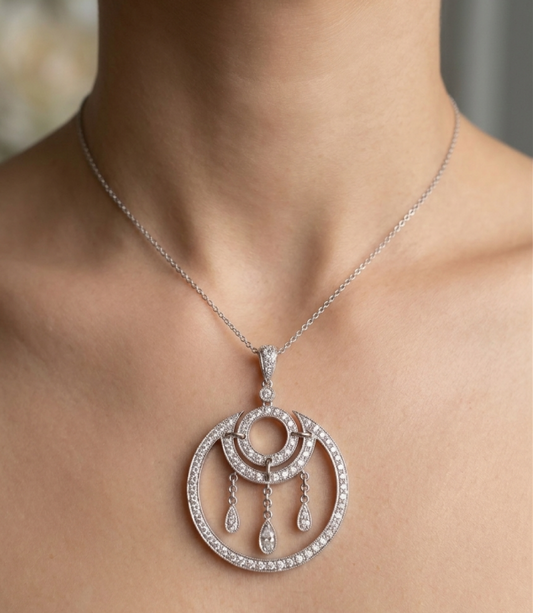 18K gold antique diamond necklace, view 2