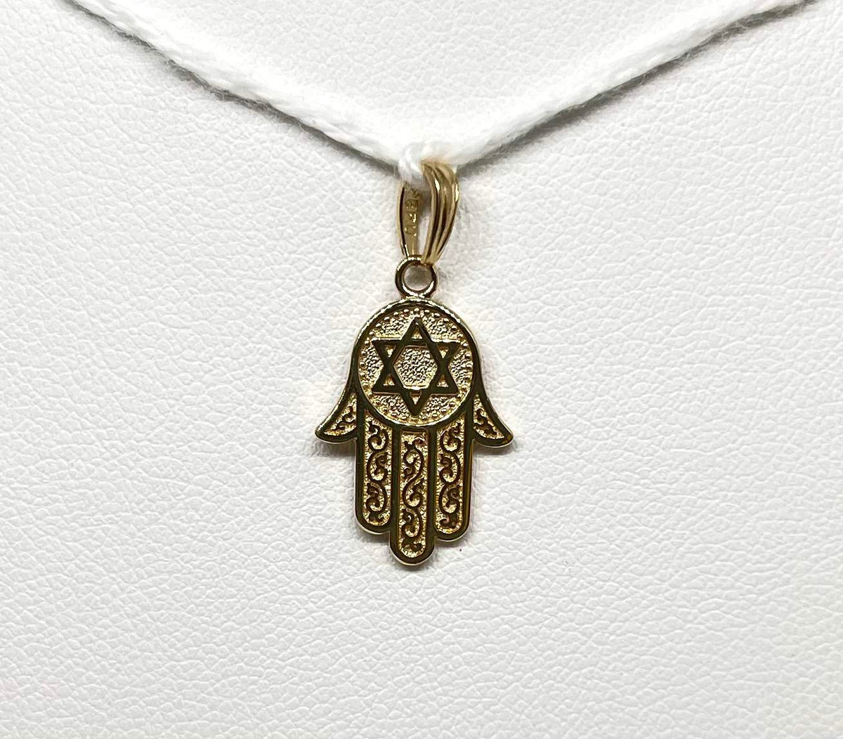 14K yellow gold Hand of God pendant with Star of David