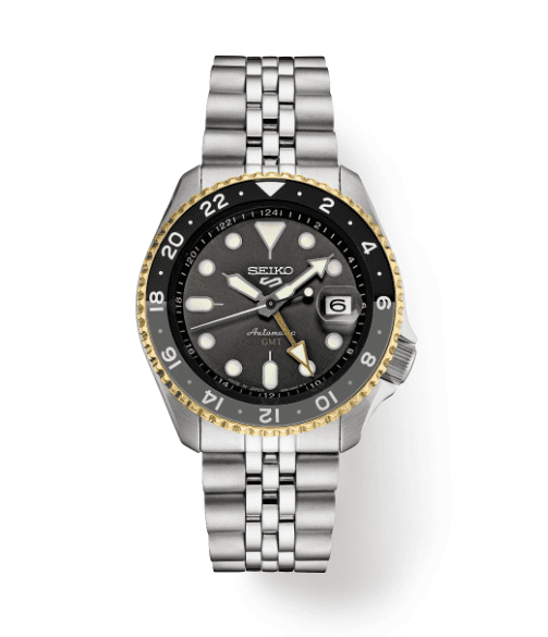 Seiko 5 Sports SKX GMT automatic watch with charcoal dial