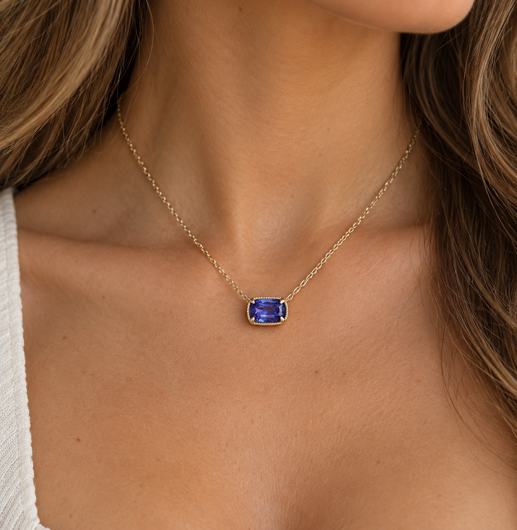 Custom 14k 2.11ctw Tanzanite Necklace