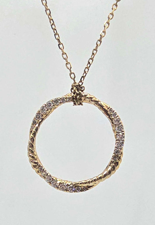 14K gold interwoven cable necklace
