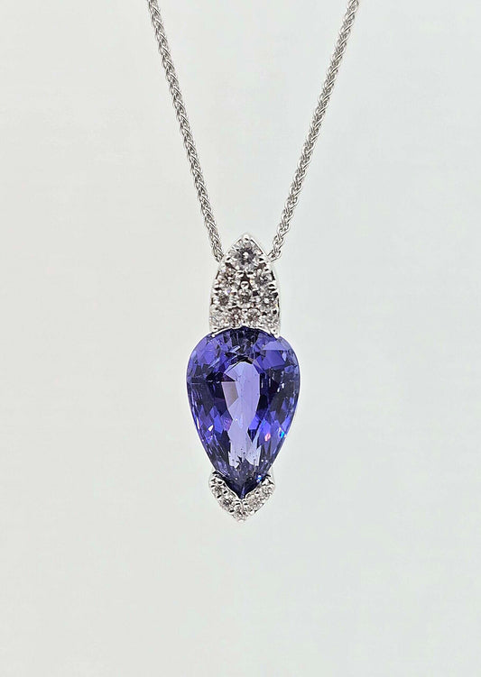 14K gold tanzanite and diamond necklace