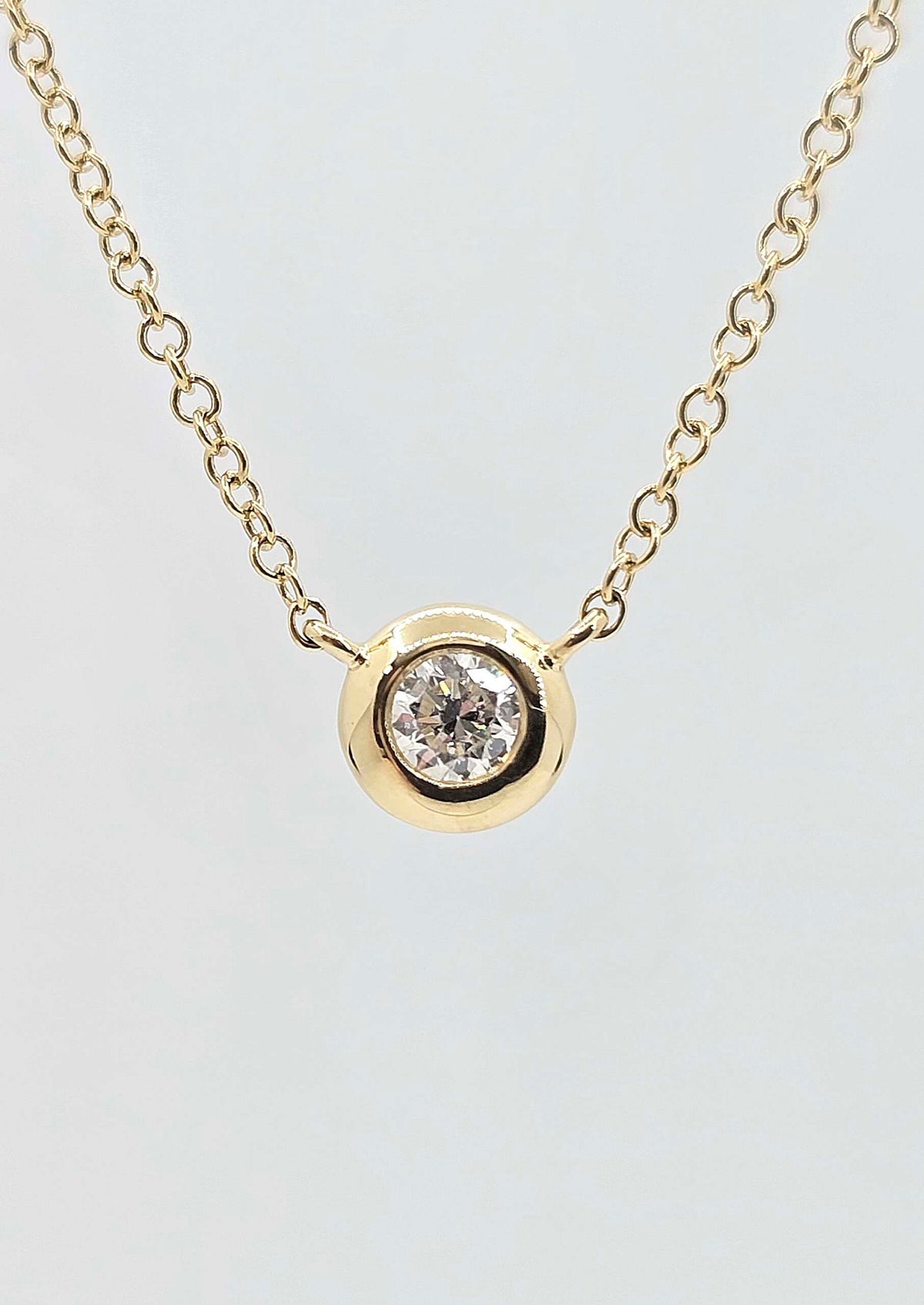14K gold diamond bezel station necklace