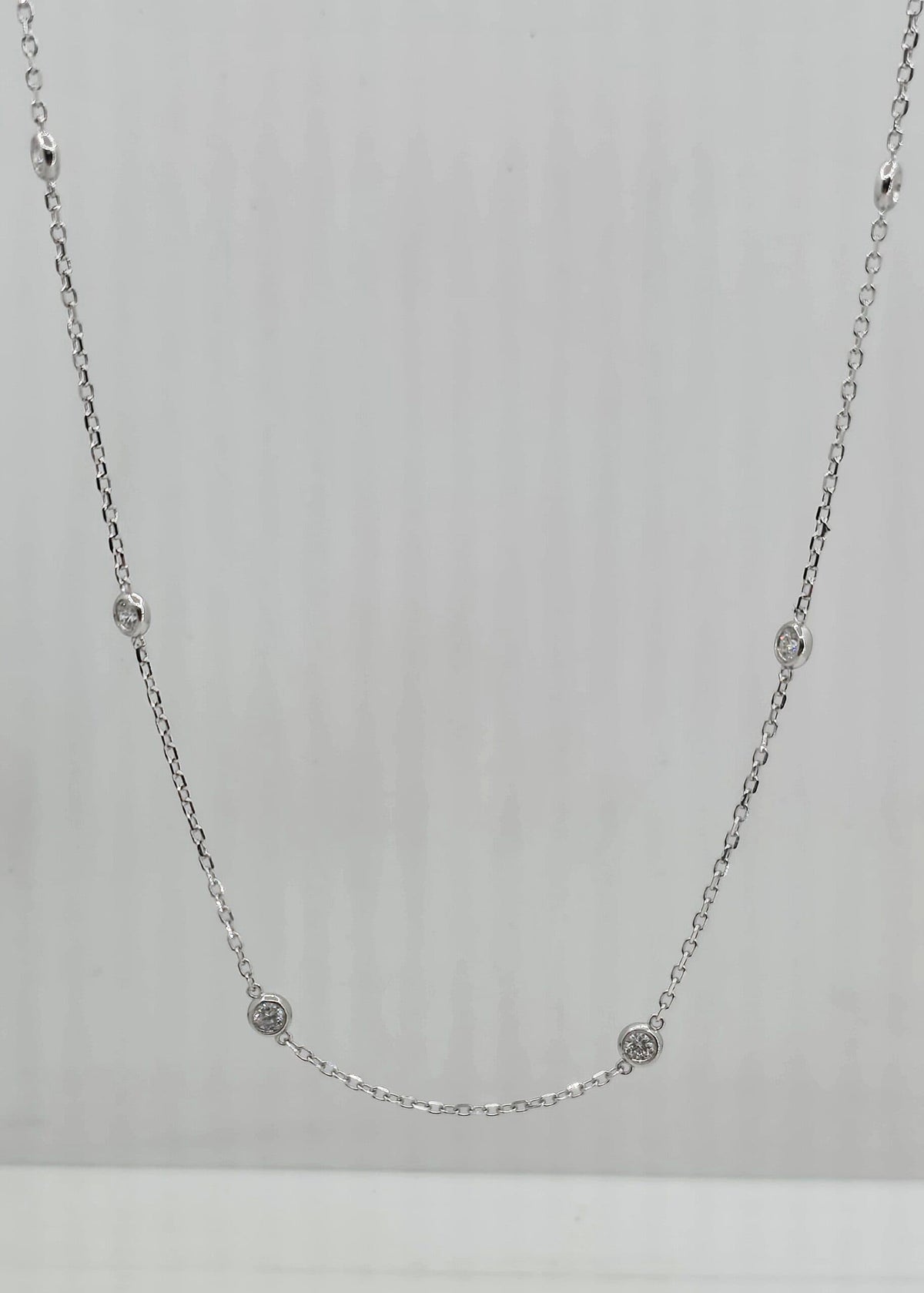 Sterling silver lab grown diamond by the yard necklace