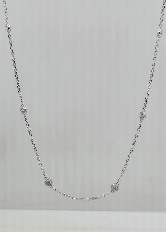 Sterling silver lab grown diamond by the yard necklace