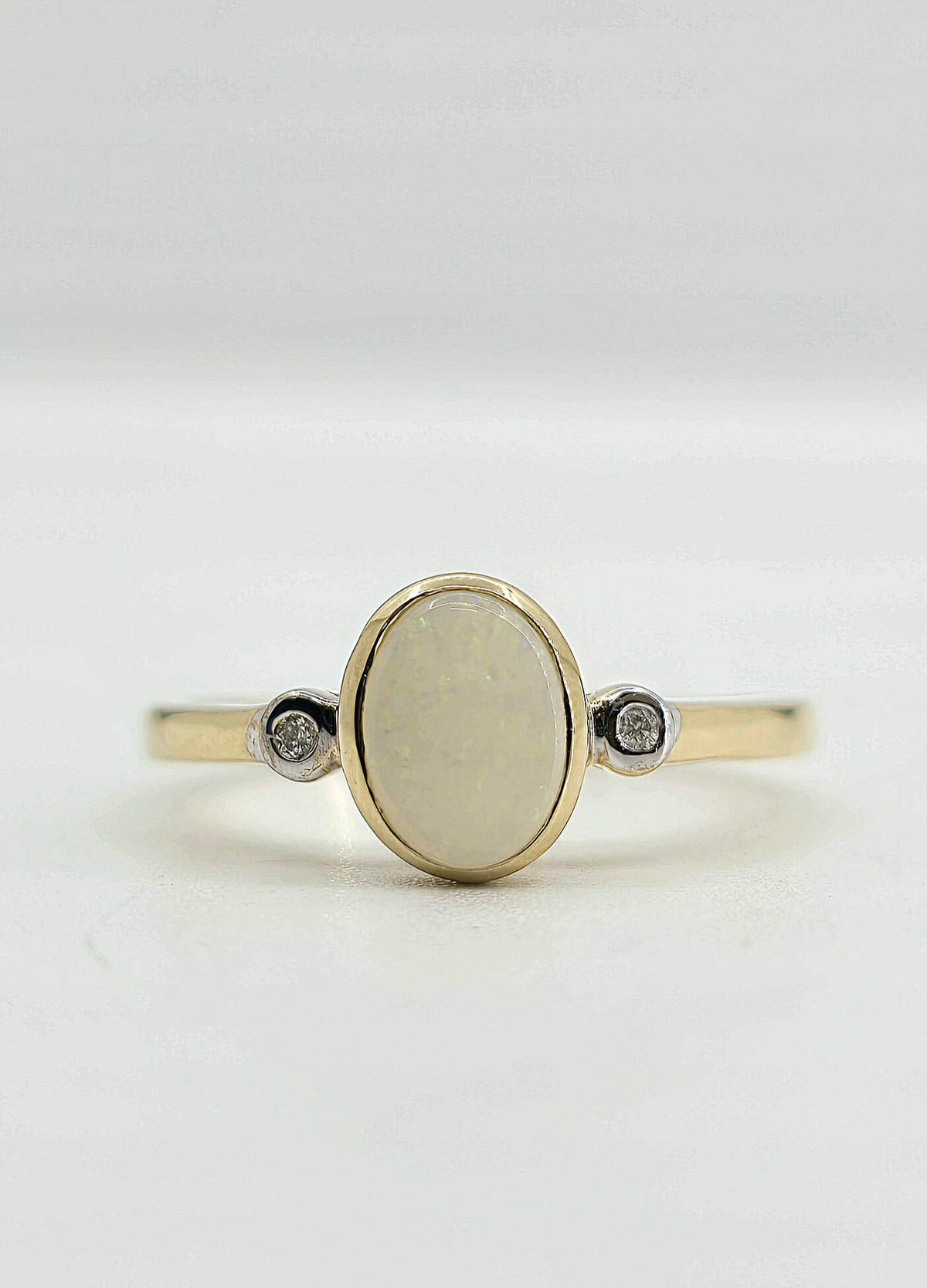 10K gold opal and diamond ring