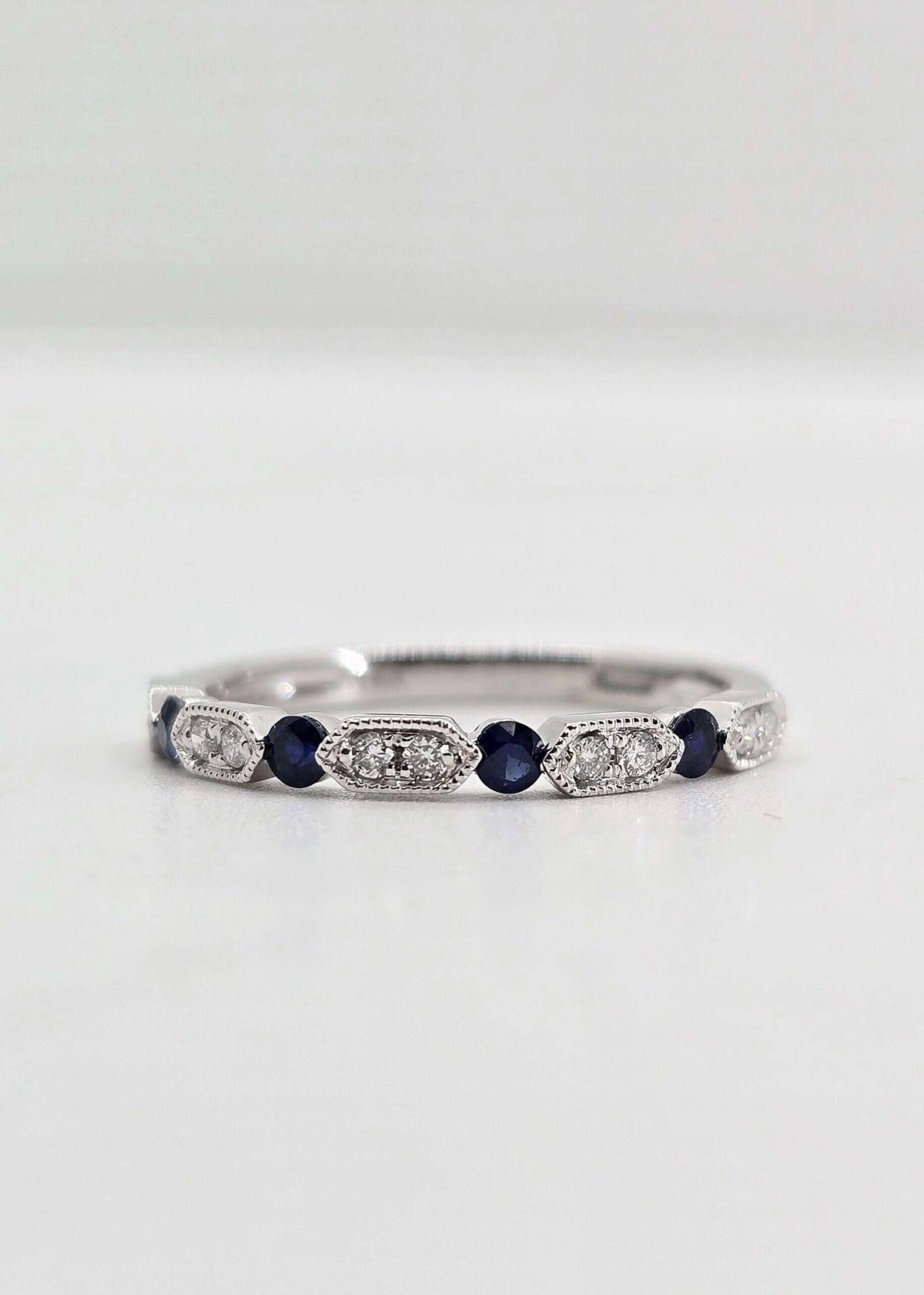 14K gold sapphire and diamond stackable ring