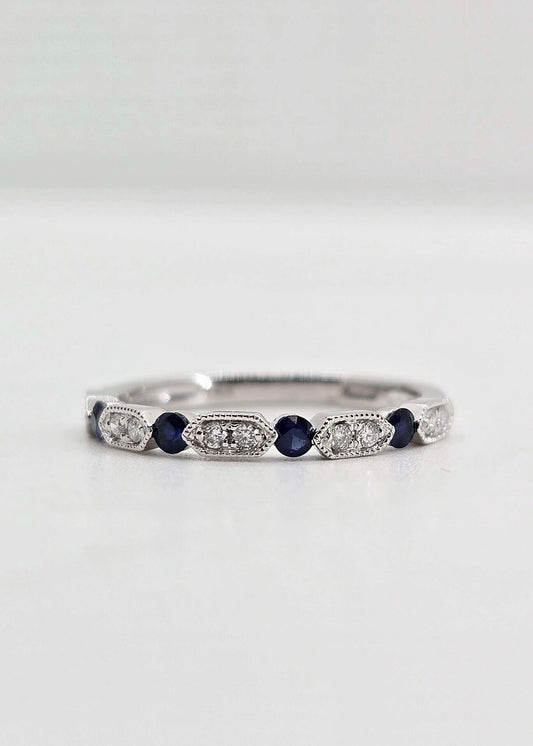 14K gold sapphire and diamond stackable ring