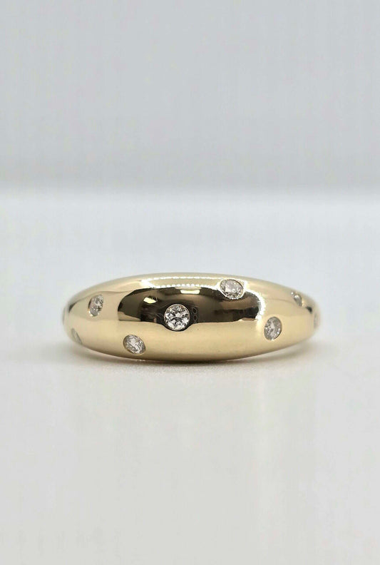 14K gold diamond dome ring