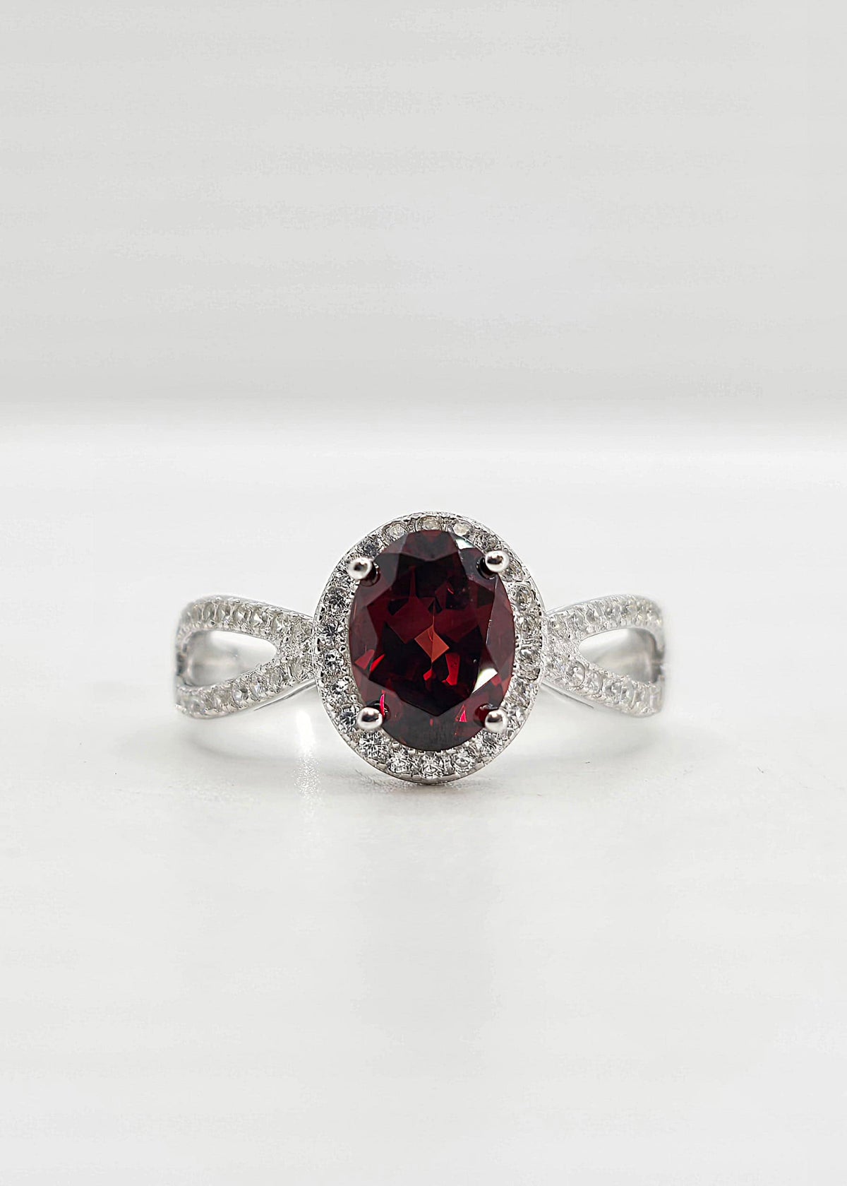Sterling silver garnet and topaz ring
