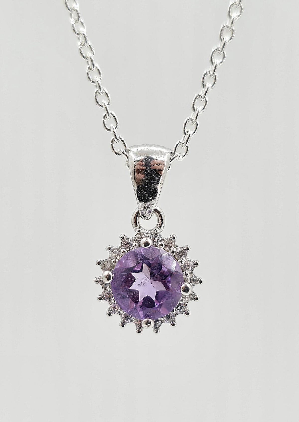 Sterling silver amethyst necklace, style C
