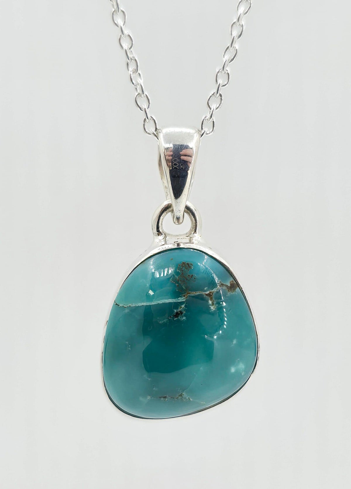 Sterling silver genuine turquoise necklace