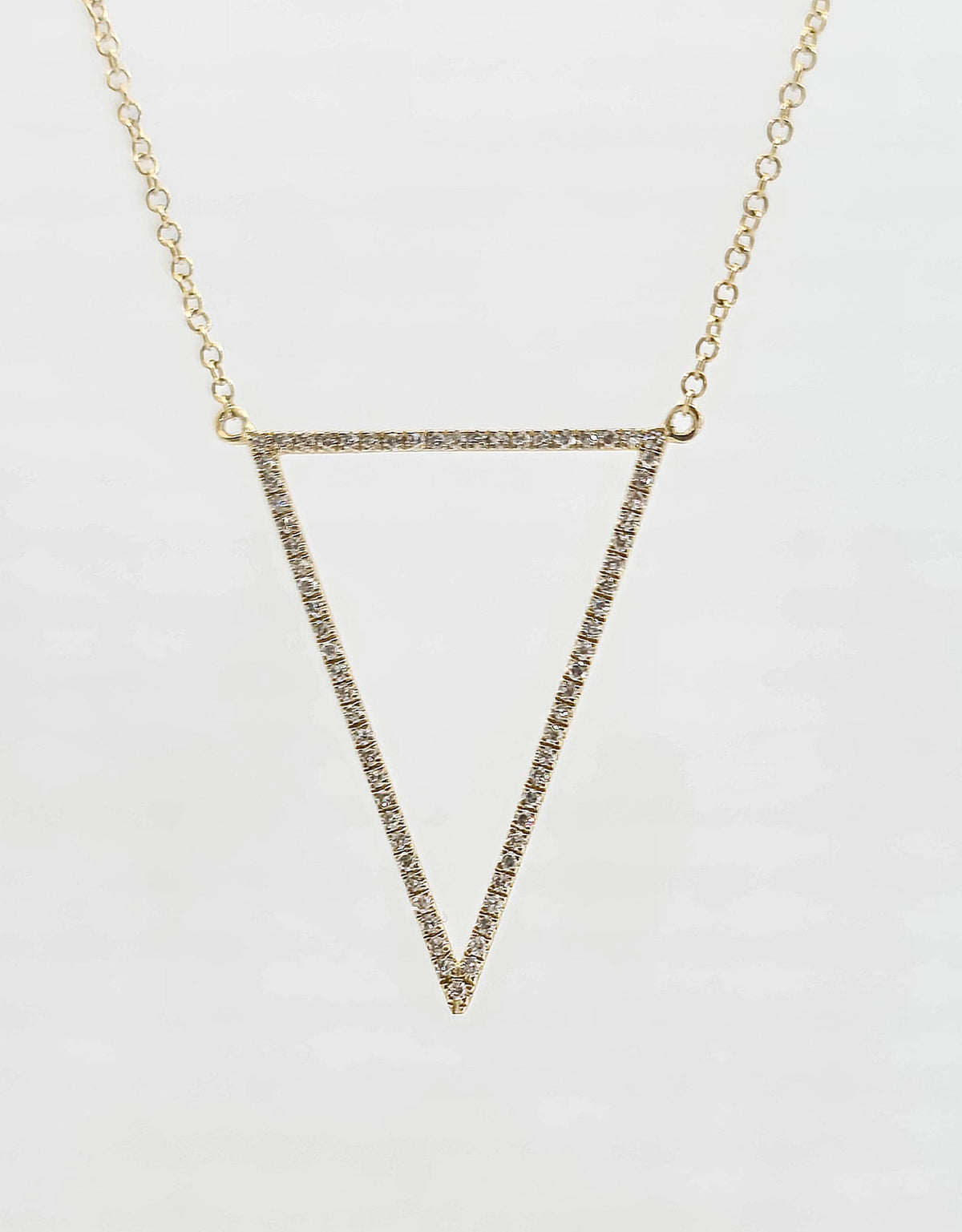 14K gold triangular diamond necklace