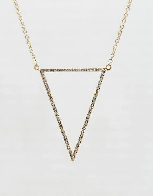 14K gold triangular diamond necklace