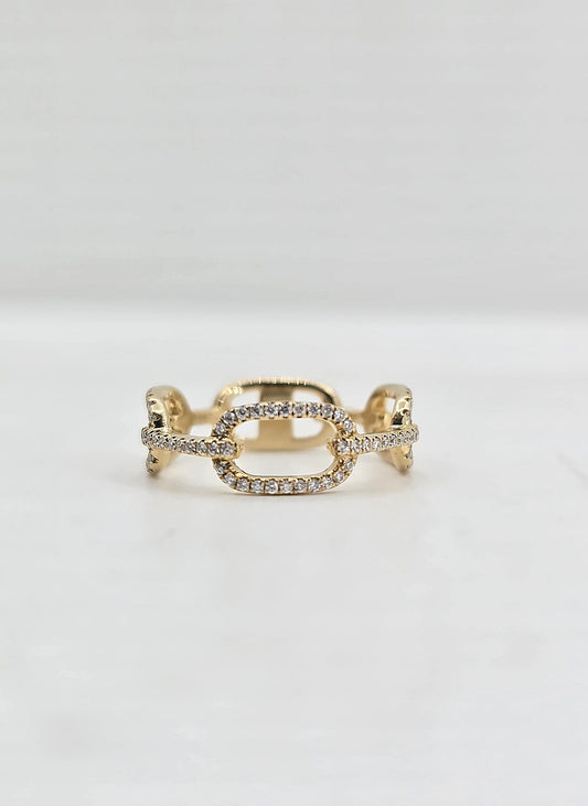 14K gold diamond paper clip ring