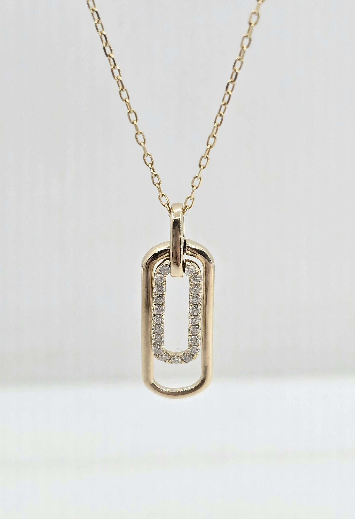 10K gold diamond paperclip necklace