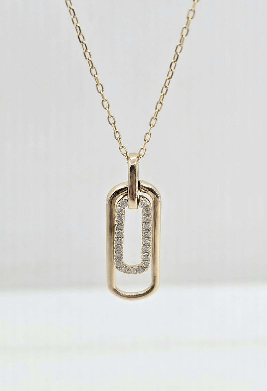 10K gold diamond paperclip necklace