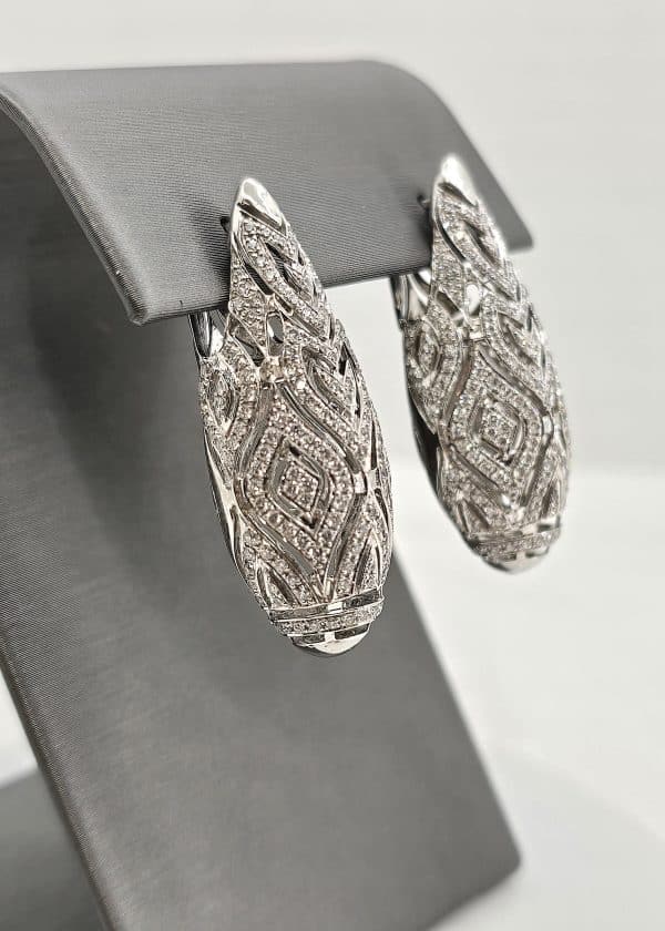 14K gold diamond drop earrings, view 2