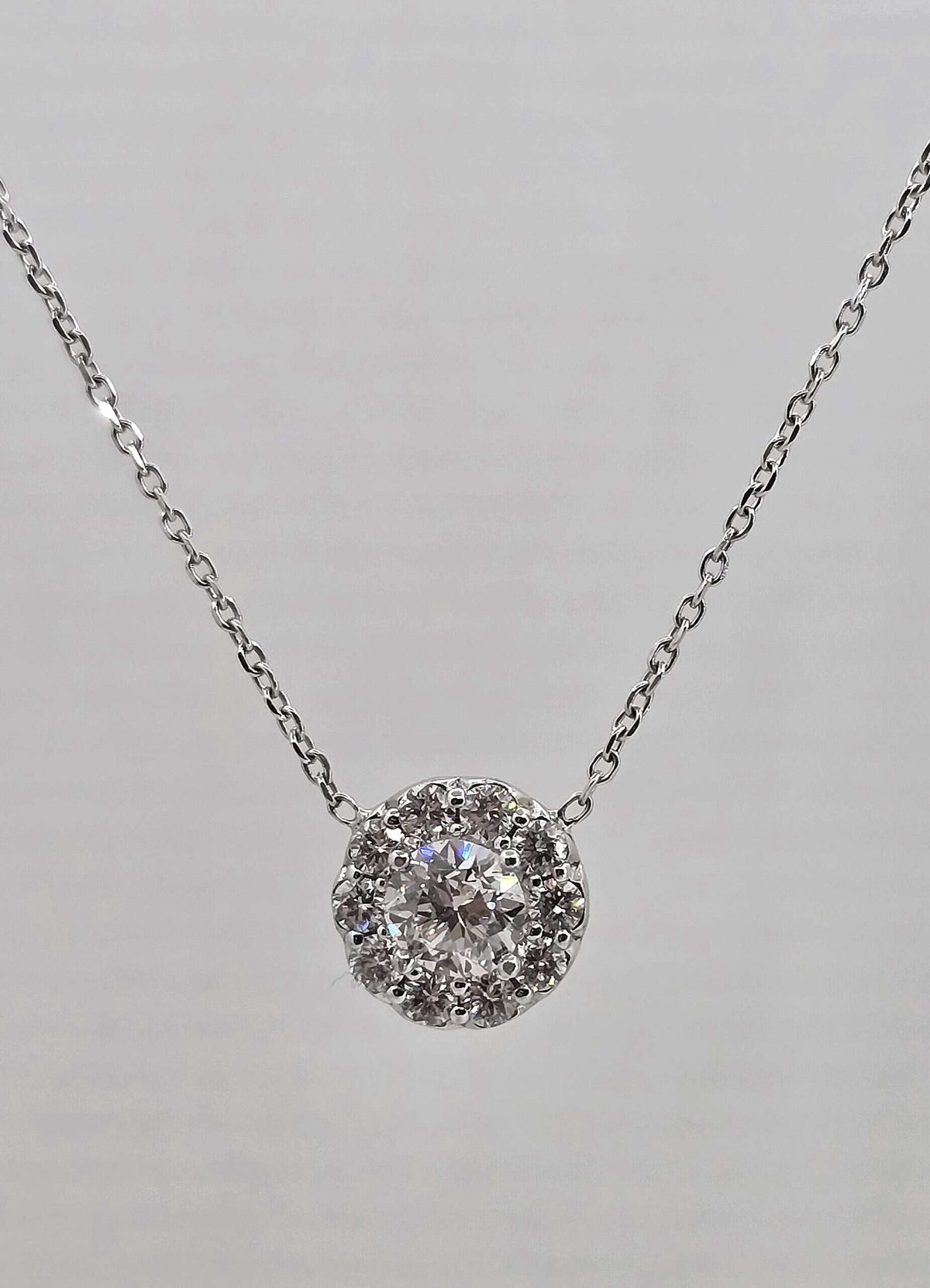 14K gold diamond halo necklace