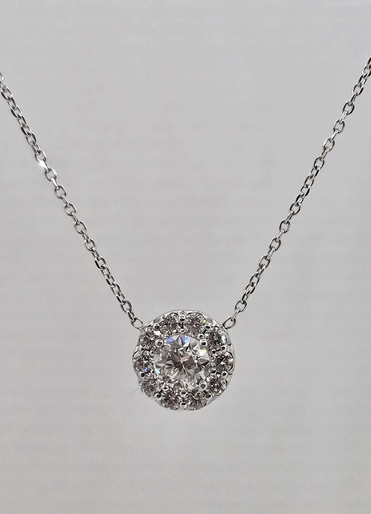 14K gold diamond halo necklace
